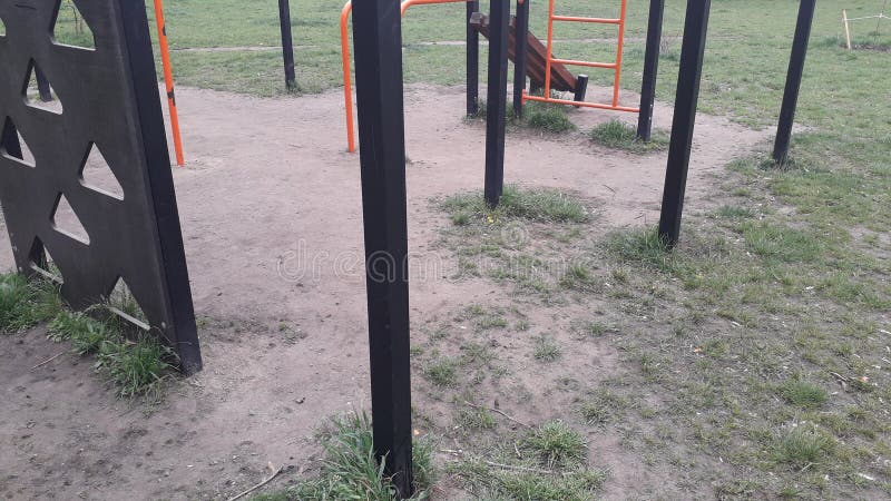 Modern sports ground and exercise machine in the yard. Modern sports ground and exercise machine in yard royalty free stock images