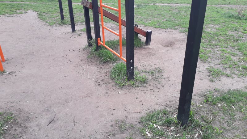 Modern sports ground and exercise machine in the yard. Modern sports ground and exercise machine in yard royalty free stock image