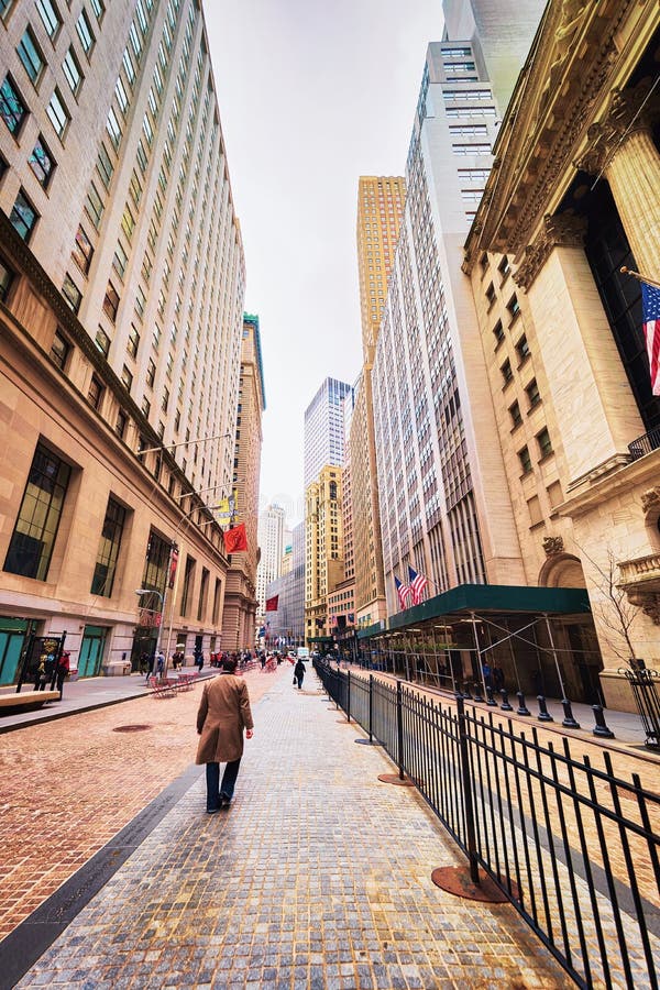 Federal Hall on Wall Street Lower Manhattan. New York, USA - April 25, 2015: Federal Hall on Wall Street in Lower Manhattan, New York City, USA. It was US Custom stock photography