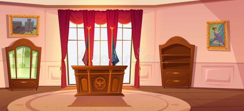 Oval cabinet interior, President of US workplace stock illustration