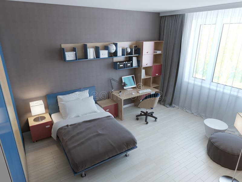 Panoramic view of minimalist children bedroom royalty free illustration