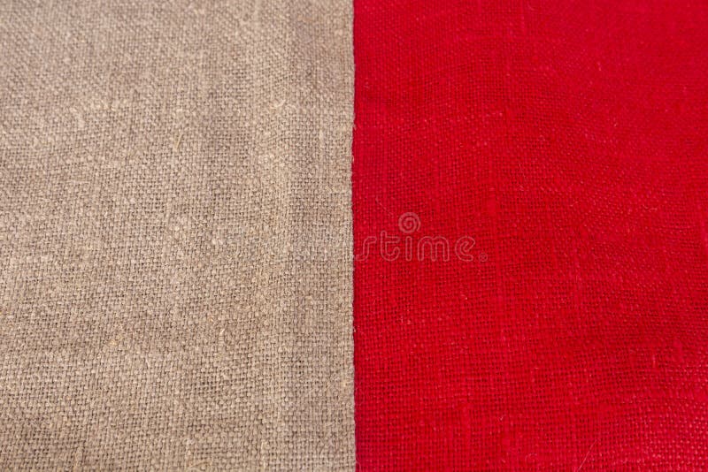 Red and gray burlap background, texture of rough natural fabric. Texture of red and gray burlap background, texture of rough natural fabric stock images