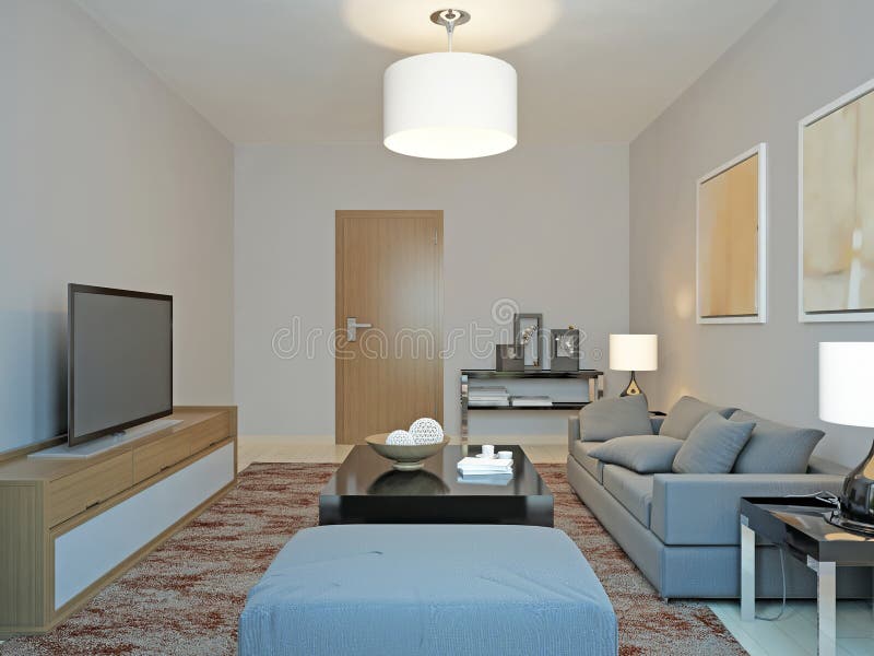 Roomy living room minimalism. 3d render vector illustration