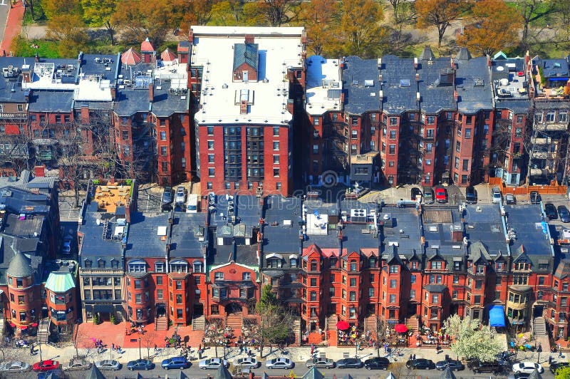 Rows of houses in Back Bay, Boston stock photos