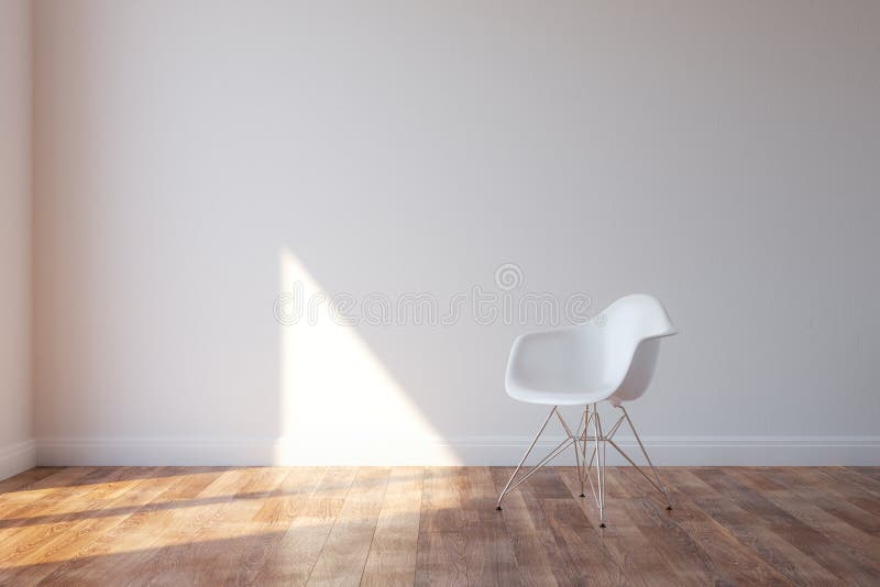 Stylish White Chair In Minimalist Style Interior royalty free stock photography