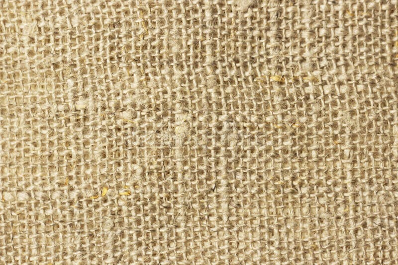 Texture coarse burlap close-up. Beige rough fabric.  stock image