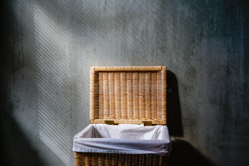 Towel basket in the hotel bathroom in loft style royalty free stock photos