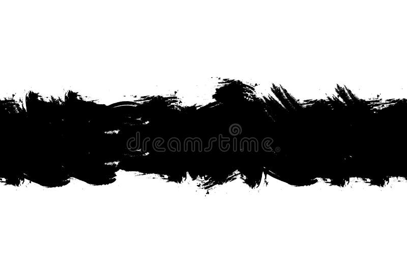 Vector Seamless Black Rough Brush Stroke, on White Background, Splatter Template. stock illustration
