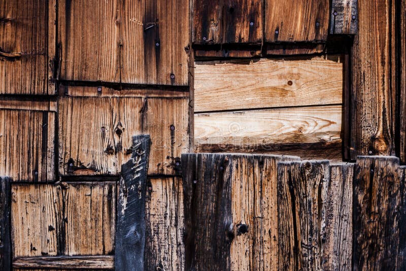 Wooden background. Wall from old destroyed by time wooden plank stock image