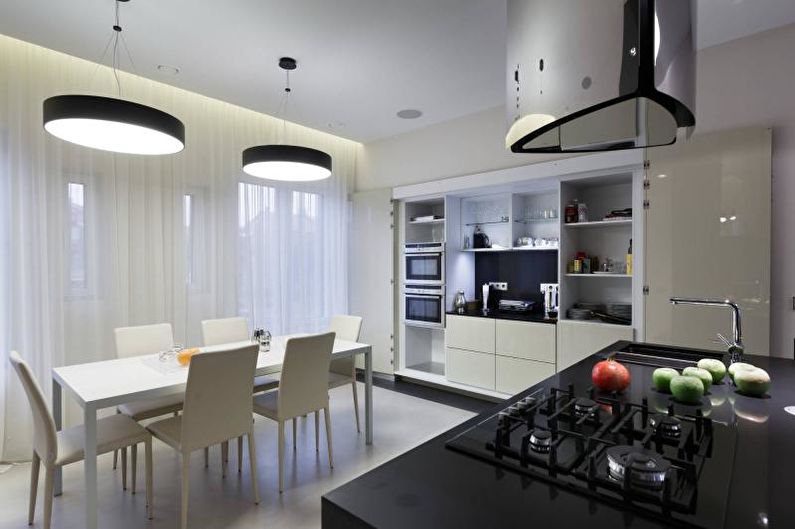 Черно-белая кухня в современном стиле - Дизайн интерьера