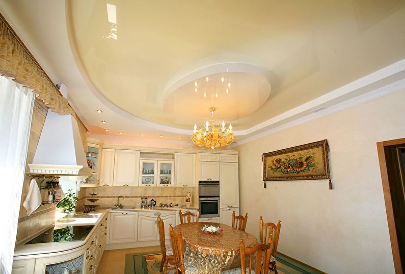 Подвесной потолок на кухне - фото