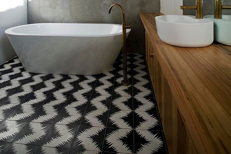 Дизайн ванной комнаты в скандинавском стиле - Отделка пола