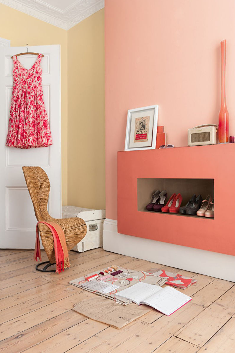 Персиковый цвет в прихожей и коридоре - Дизайн интерьера