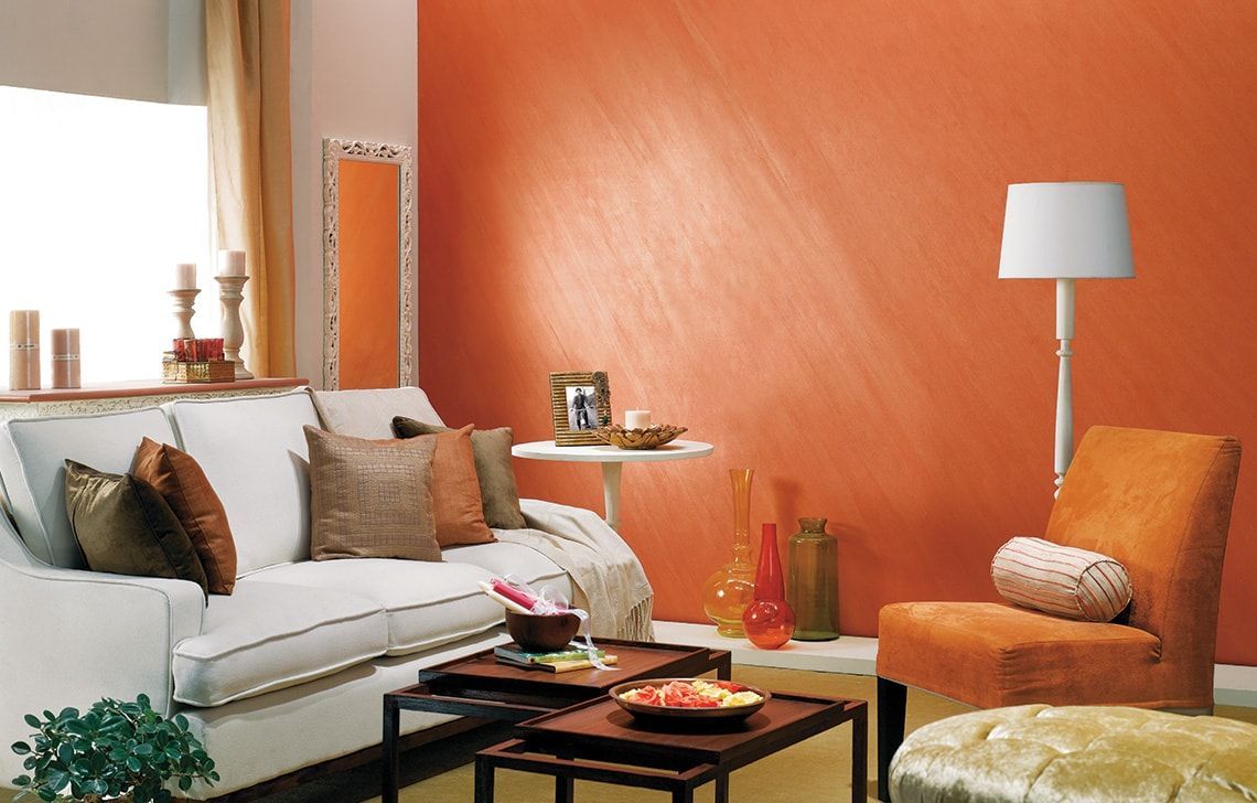 краска для стен оранжевая