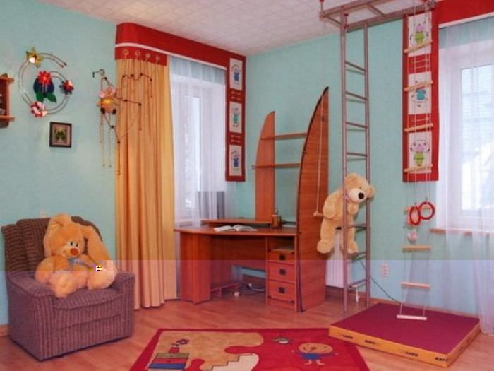 Шторы оранжевого цвета в детскую комнату для мальчика