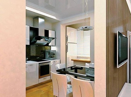 kitchen design combined with balcony