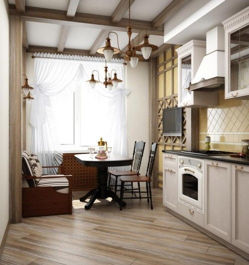 kitchen interior with balcony