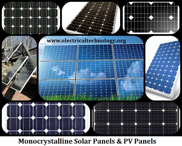 Monocrystalline solar panel and PV panels