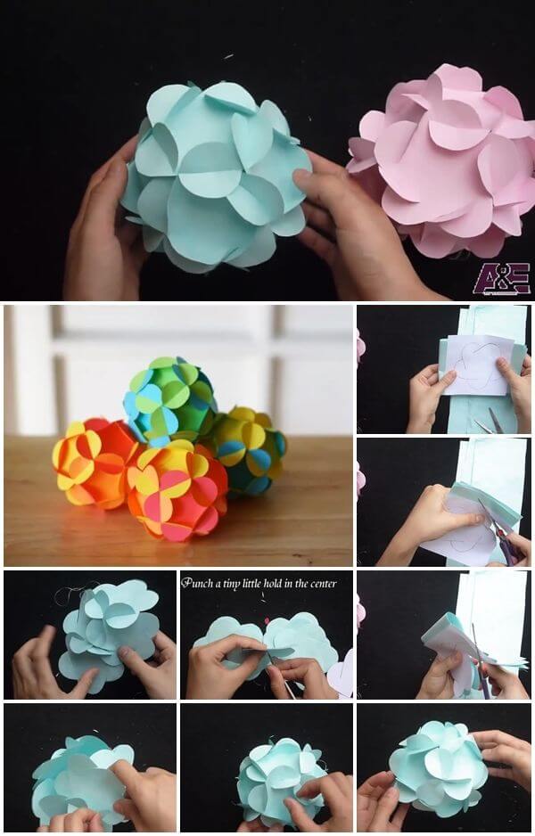 easy-way-to-make-a-3d-paper-flower-ball Amazing DIY Paper Craft Ideas (Step by Step)