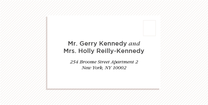 wedding invitation married couple hyphenated last names