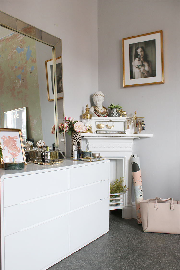 dressing room with white furniture