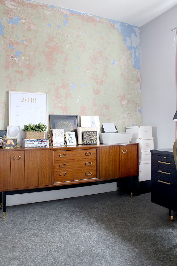 mid-century sideboard in office before pictures