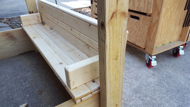 Sand Box W/ Lid That Opens Into Bench and a Canopy 