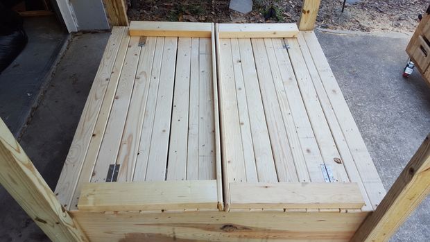 Sand Box W/ Lid That Opens Into Bench and a Canopy 