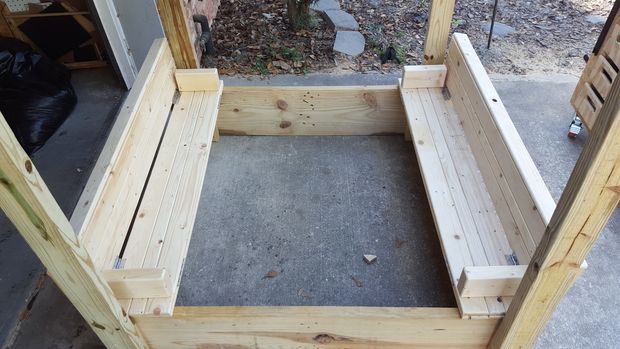 Sand Box W/ Lid That Opens Into Bench and a Canopy 