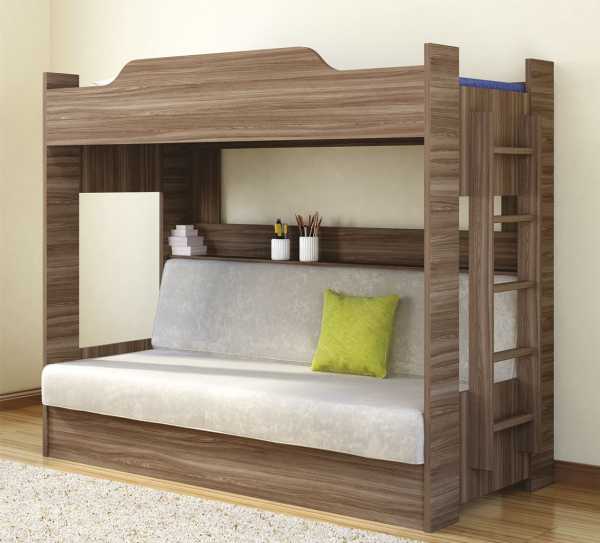 Модели двухъярусных кроватей с диваном