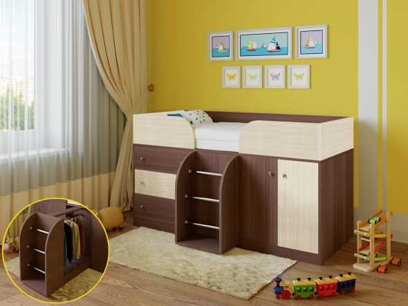 Обстановка детской комнаты с кроватью чердаком