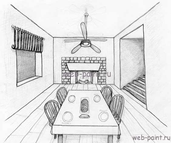 3д рисунок комнаты карандашом
