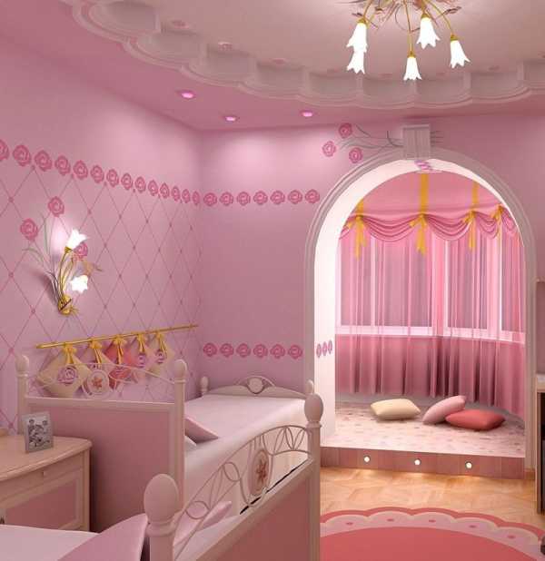 Розовые обои в интерьере детской комнаты