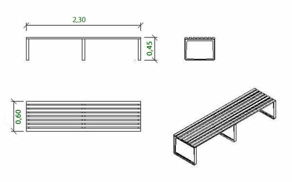 Скамейка из профтрубы чертеж
