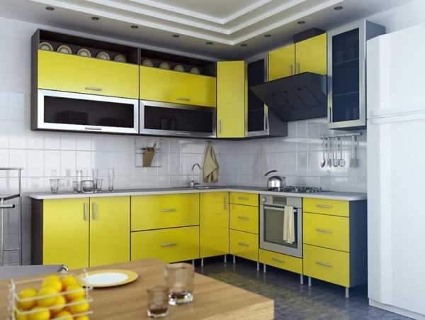 Сочетание желтой кухни в интерьере