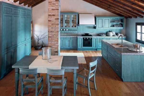 Серо синий цвет в интерьере кухни