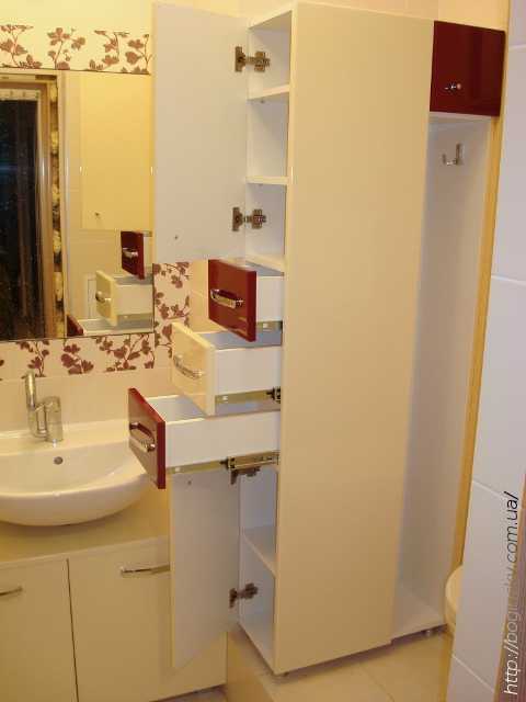 На каком уровне вешать шкаф в ванной над раковиной