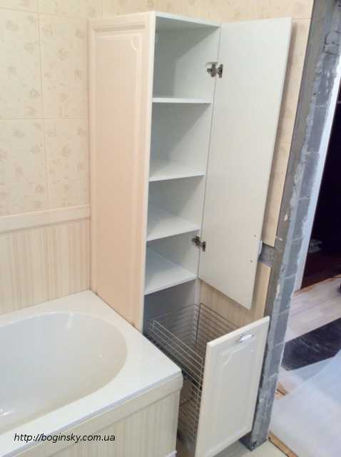 Узкий навесной шкаф в ванную комнату 15 см