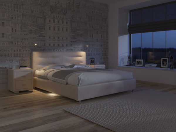 Длинный светильник над кроватью